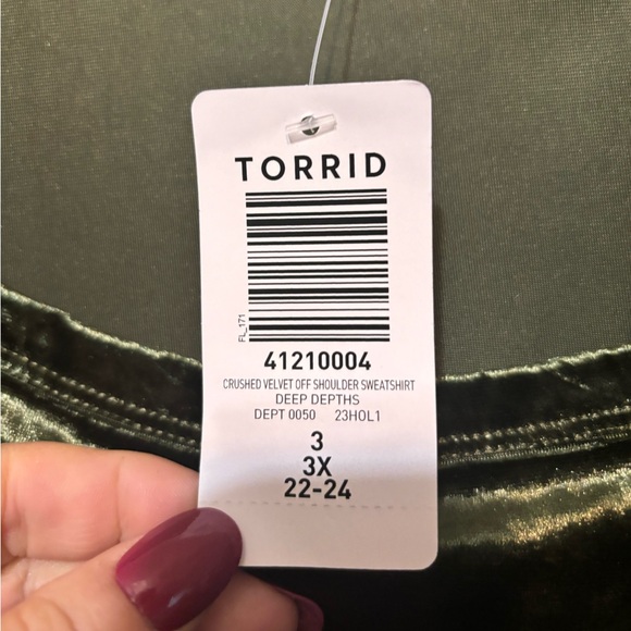 TORRID NWT Crushed Velvet Off Shoulder Top - Picture 7 of 10